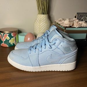 Nike Air Jordan 1 Mid Canvas Ice Blue (GS)